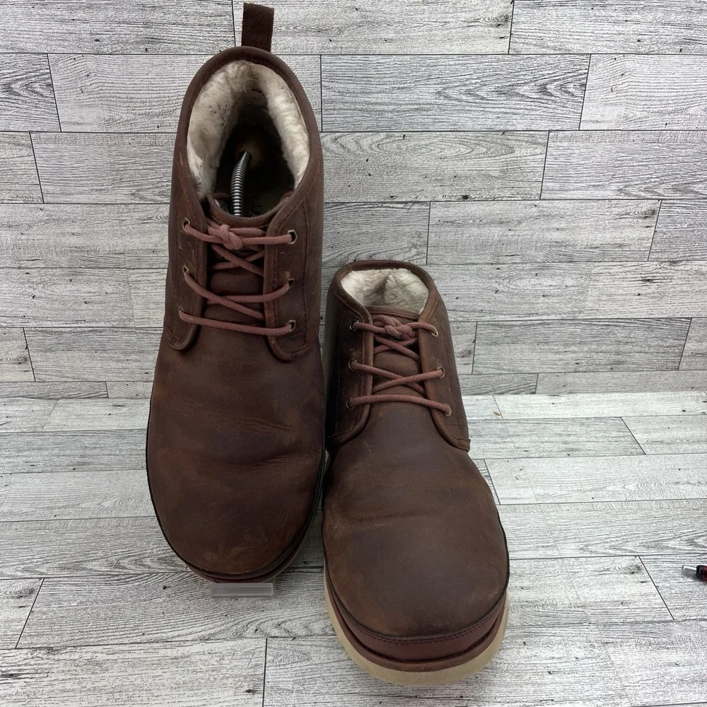 UGG Neumel Waterproof Brown Chukka Shearling Lined Ankle Boots Men Sz 10 1017254